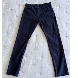 John Varvatos USA Mens Black Micro Pinstripe Straight Leg Canvas Jeans Sz 34x30